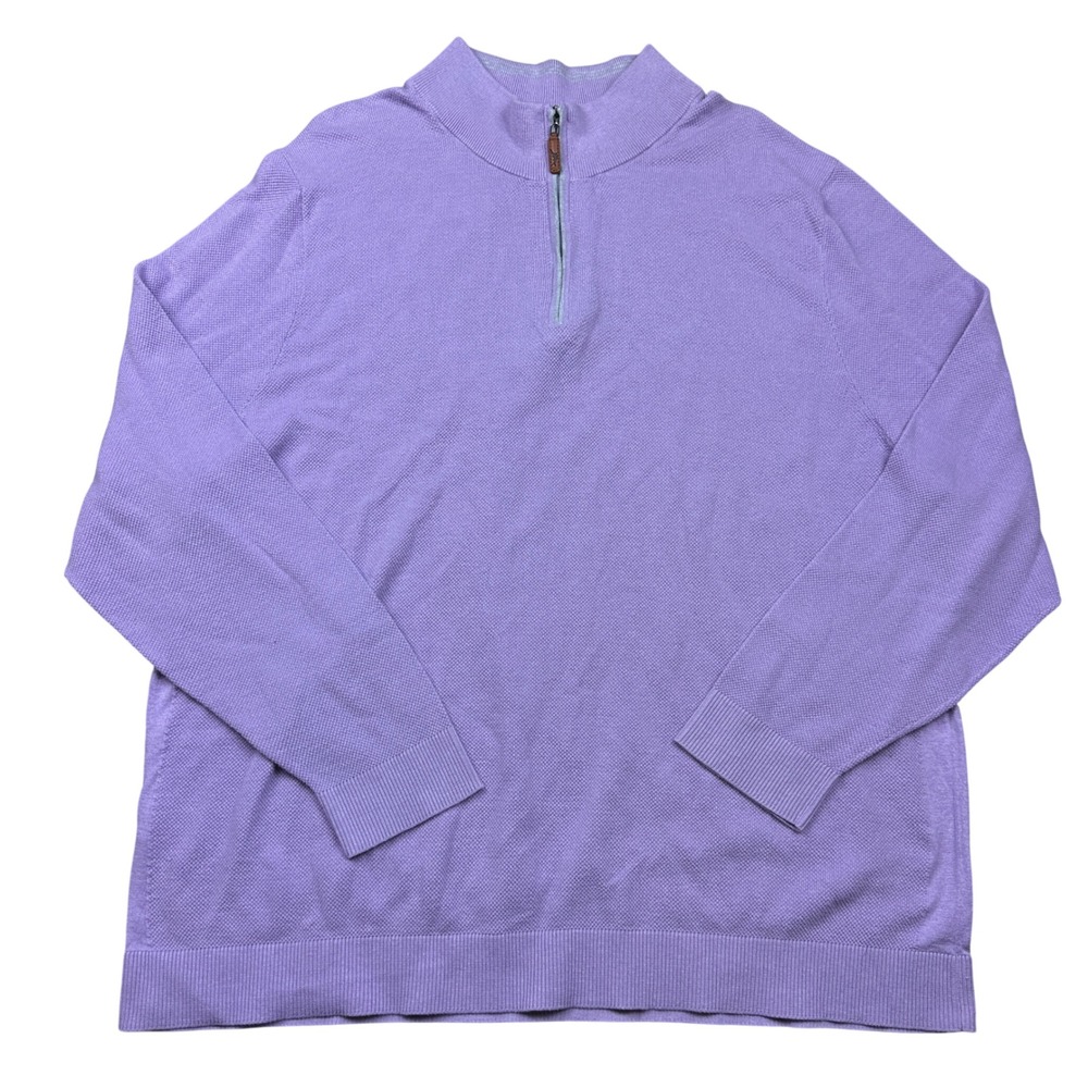 Tommy Bahama Mens Purple Coolmax Cotton Quarter Zip Sweater Knit Pullover 3XL